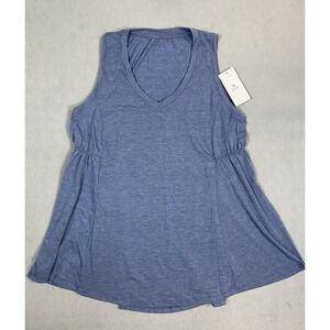 NWT Baleaf Women's Oversized XS Side Cinched Tank Top Stretchy Wide Straps Blue